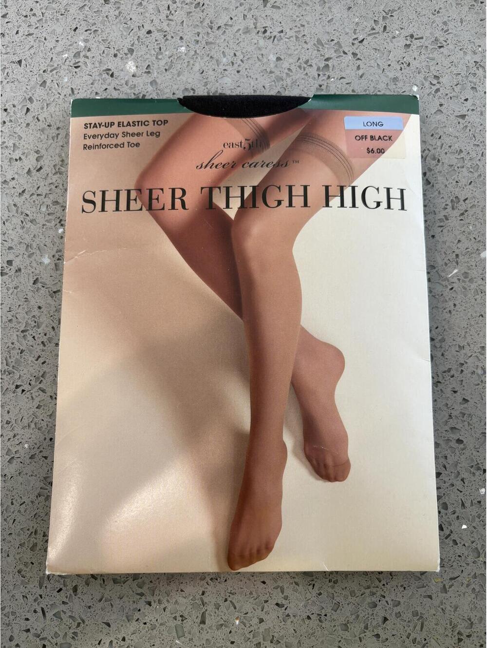 East 5th Sheer Thigh High Stockings, Long, Off Black (#14)